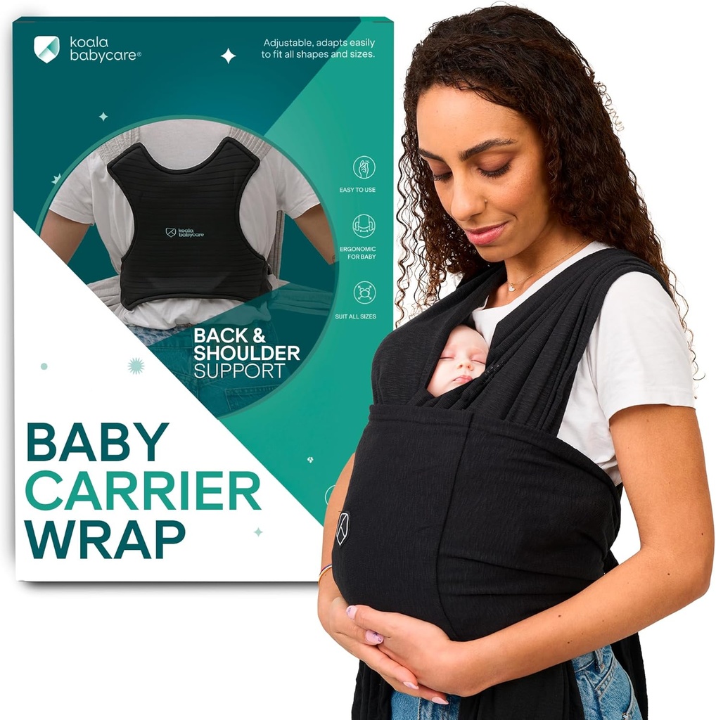 Koala Babycare Baby Carrier Wrap, Easy to Wear As a T-Shirt - Original Baby Carrier Newborn to Toddler - Sling One Size Fits All - Baby Wraps Carrier Up to 19lbs (ONESIZE)