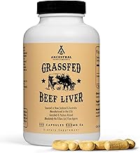 Ancestral Supplements Grass Fed Beef Liver 180 Capsules, Supports Energy Production, Detoxification, Digestion, Immunity and Full Body Wellness, Non-GMO, Freeze Dried Liver Health Supplement