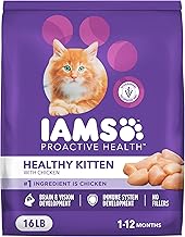 IAMS Proactive Health Kitten Dry Cat Food, Healthy Kitten Food Dry Recipe with Real Chicken in Every Bite, 16 Lb. Bag