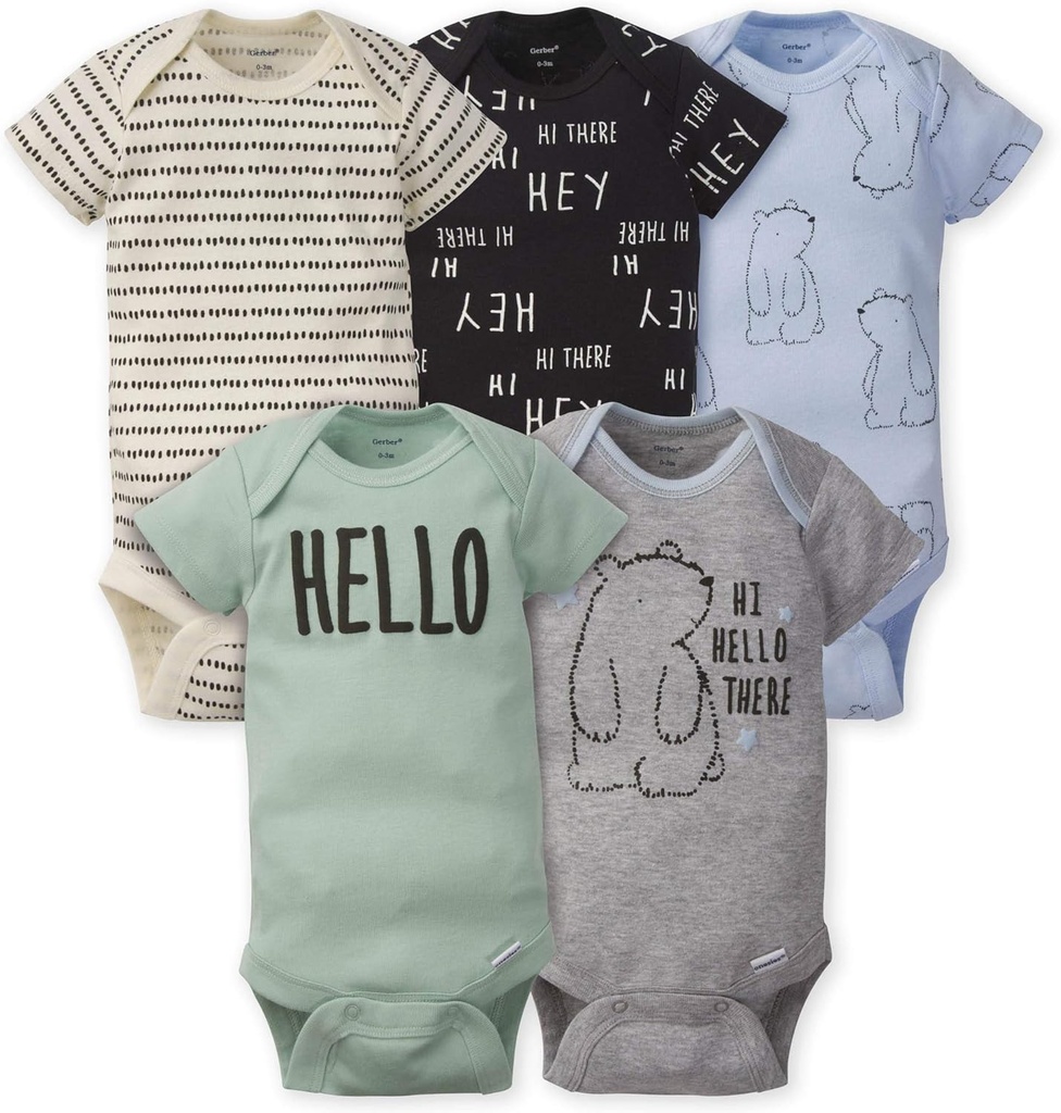 baby-boys 5-pack Short Sleeve Variety Onesies Bodysuits (ONESIZE)