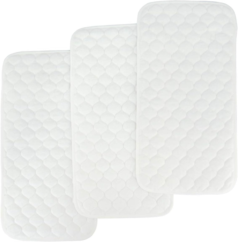 BlueSnail Quilted Thicker Waterproof Changing Pad Liners,3 Count(Snow White 13” x 27”)