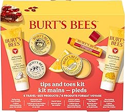 Burt's Bees Mothers Day Gifts Ideas, Tips and Toes Kit, 6 Travel Size Products - Pomegranate Moisturizing Lip Balm, 2 Hand Creams, Foot Cream, Cuticle Cream, and Hand Salve