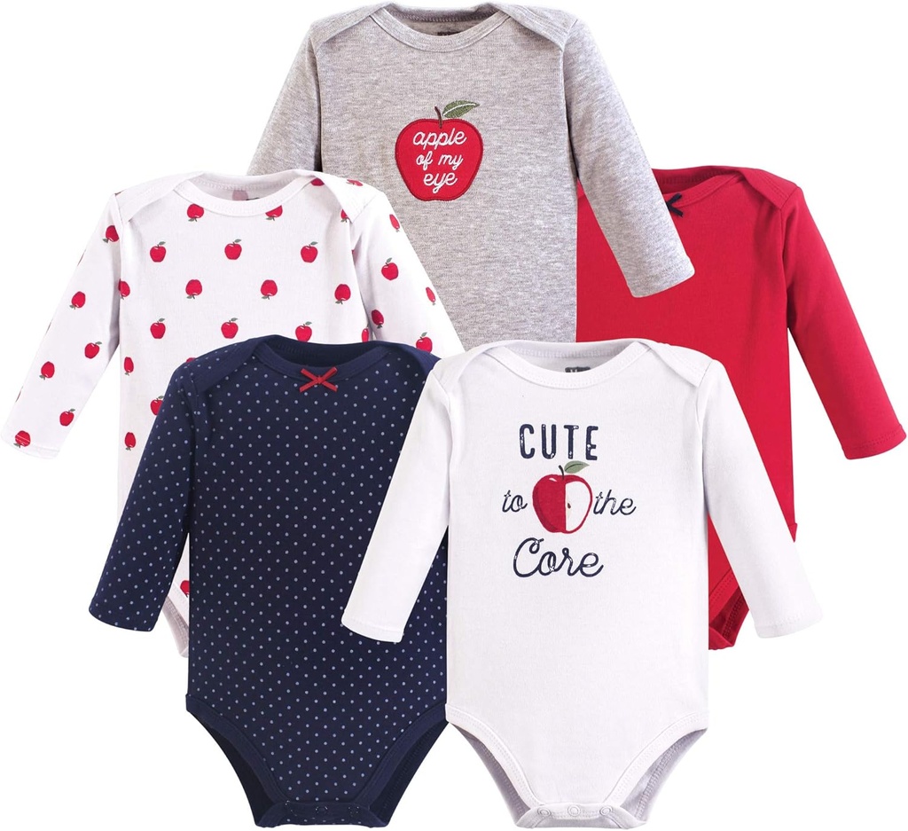 baby-girls Cotton Long-sleeve Bodysuits 5-pack (ONESIZE)