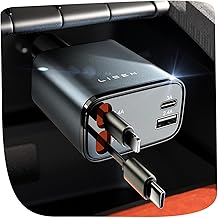 LISEN Retractable Car Charger, Gifts for Men Women, 84W Car Adapter USB C Fast Charger for iPhone, Travel Essentials Car Accessories for Men Women Gifts for iPhone 17 16 15 14 13 12 11 X Samsung S26