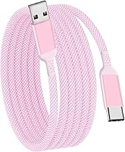 USB C Cable 15FT 1Pack,Extra Long USB-A to USB-C Cable Braided Fast Charger Cord Compatible with iPhone 15,Sony PS5,Samsung Galaxy S23 S22 S21,Note 9 Plus,OnePlus 10 Pro, Nintendo Switch, Moto(Pink)