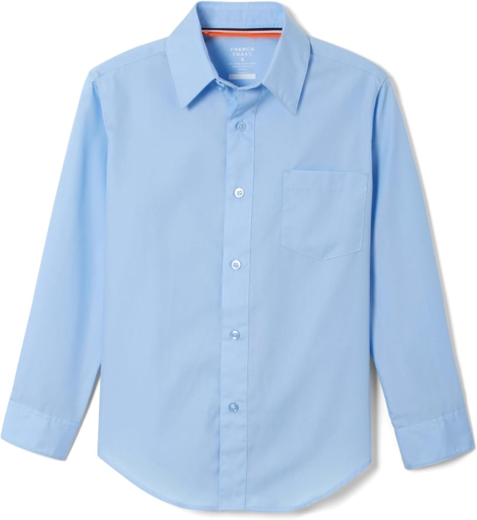 Boys' Expandable Collar Button Down Dress Shirt with Long Sleeves (Standard & Husky) (ONESIZE)
