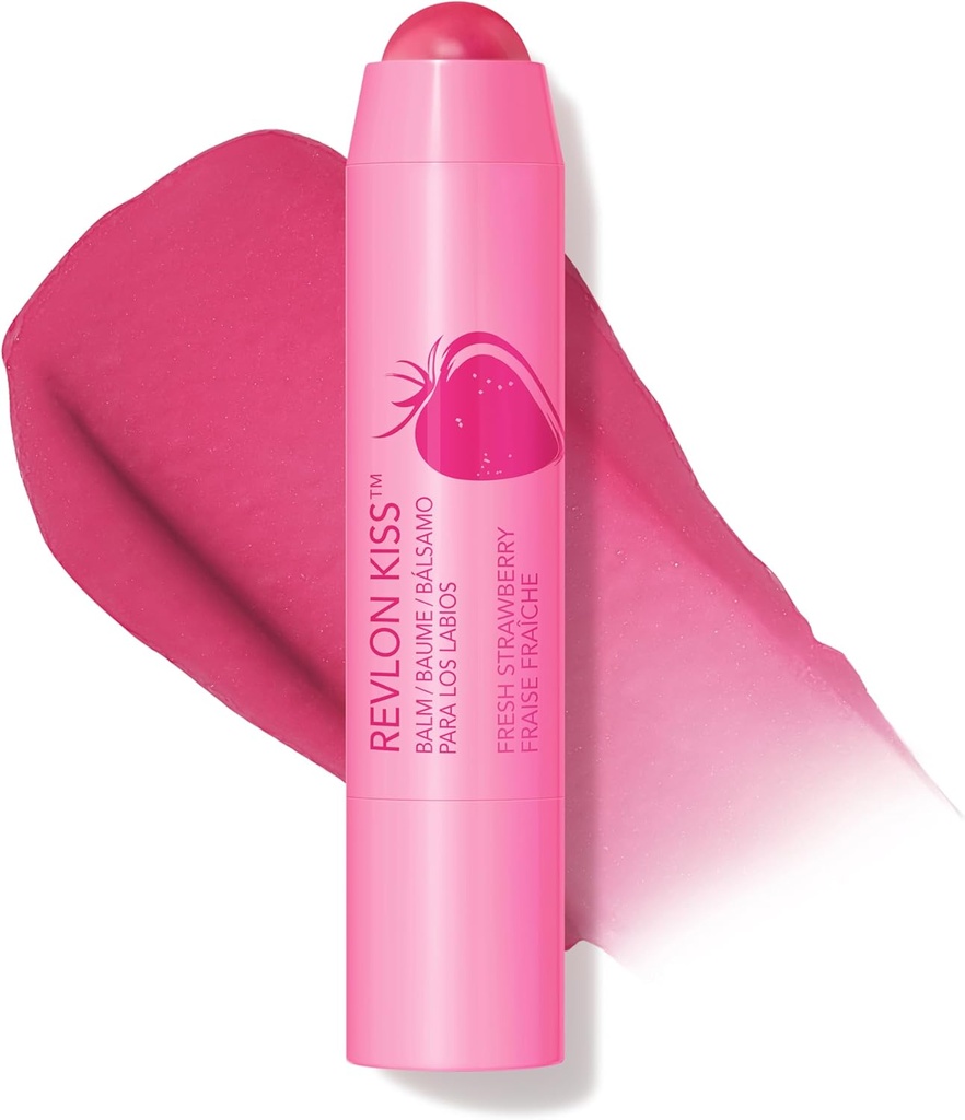 Revlon Kiss Tinted Lip Balm with SPF 20, Hydrating, Flavored, Infused with Natural Fruit Oils, 025 Fresh Strawberry, 0.09 oz