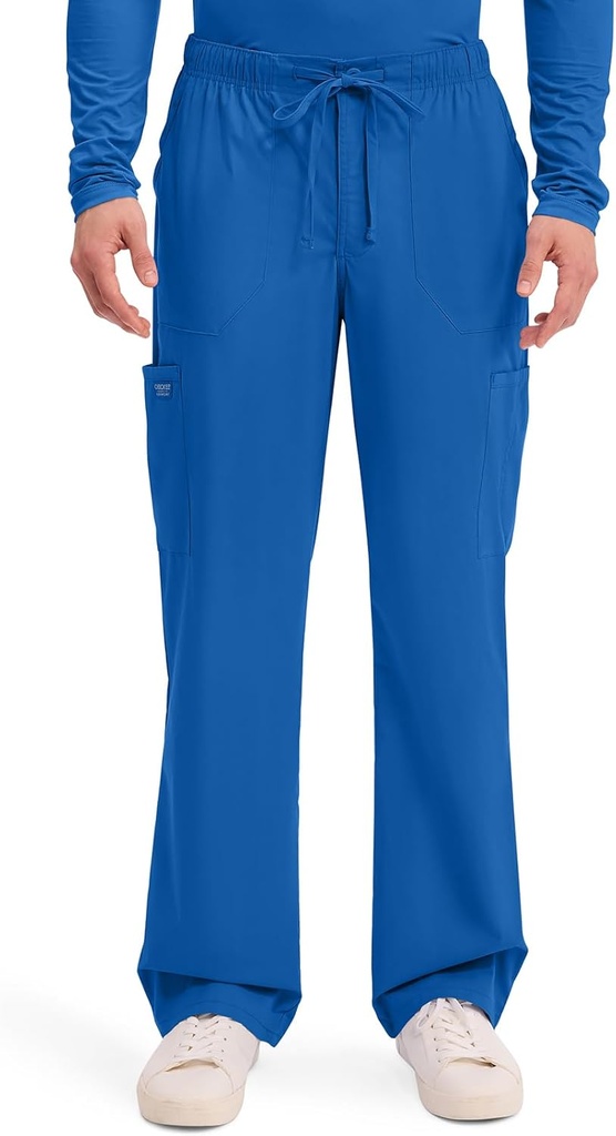 Cherokee Scrubs for Men Tapered Leg Cargo Scrub Pants with Zip Fly, 5 Pockets Elastic Waist 2-Way Stretch & Easy Care – WW190