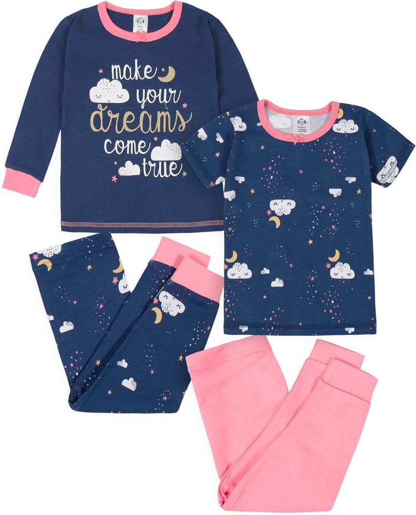 baby-girls Toddler Snug Fit 4-piece Pajama Set (ONESIZE)