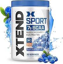XTEND Sport BCAA Powder Blue Raspberry Ice - Electrolyte Powder for Recovery & Hydration with Amino Acids - 30 Servings