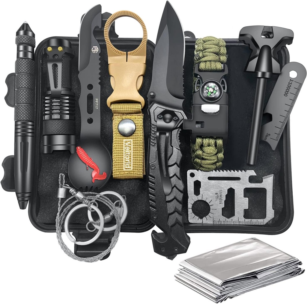 VEITORLD Gifts for Him Men Husband Dad Valentines Day - Survival Gear and Equipment 12 in 1, Survival Kits - Cool Fishing Hunting Camping Anniversary Birthday Gift for Man Teen Boy Boyfriend Women