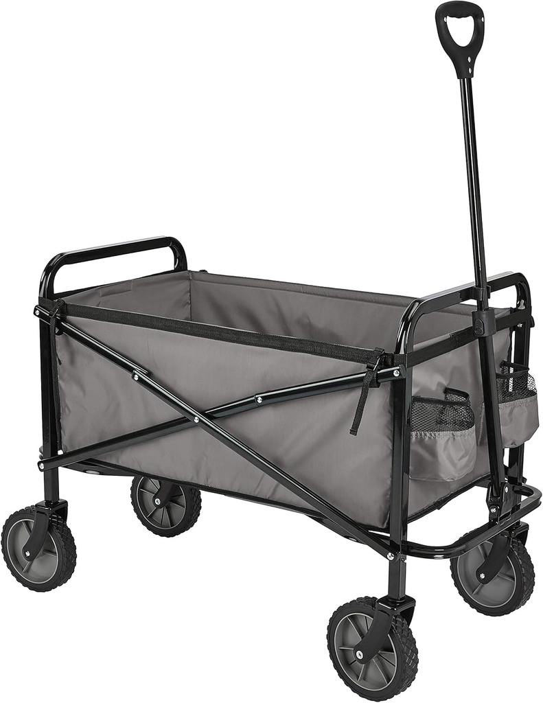 Amazon Basics Collapsible Heavy Duty Utility Wagon for Outdoor Sports, Camping, Garden, and Shopping, 265 Pounds Capacity, 27.6 x 40.9 x 20 inches, Gray