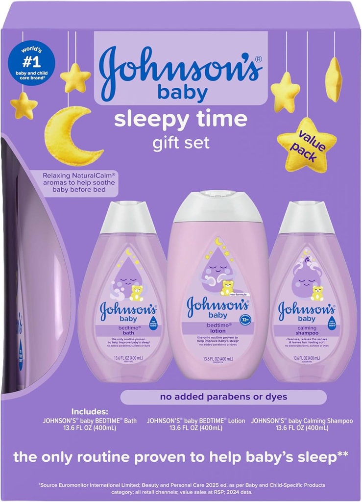 maternal and baby products johnson s baby sleepy time gift set with calming bedtime bath bedtime lotion calming shampoo baby bedtime essentials with relaxing naturalcalm s hypoallergenic 3 items