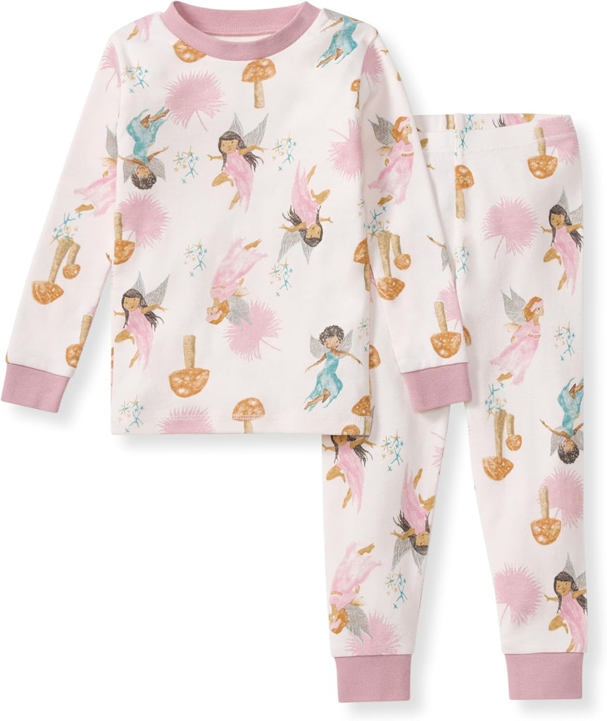 Girls' Pajamas, 2-Piece Long Sleeve Tee and Pants Organic Cotton PJ Set