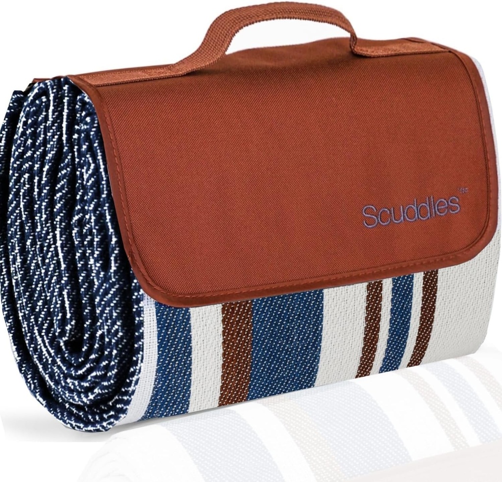 scuddles Extra Large Picnic Blanket – 60" x 60" Waterproof Outdoor Mat with Soft Dual-Layer Comfort, Foldable Travel Rug for Beach, Camping, Lawn, Parks & Family Picnics