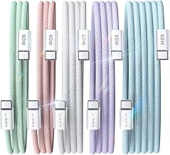 LISEN USB C Cable, 5-Pack [3.3/3.3/6.6/6.6/10FT] USBC to USBC Cable for iPhone 16e 15 Pro Max Charger Cord, 60W (3.1A) C to C Cable Fast Charging for Samsung S25/S24/23, Switch 2, iPad, MacBook