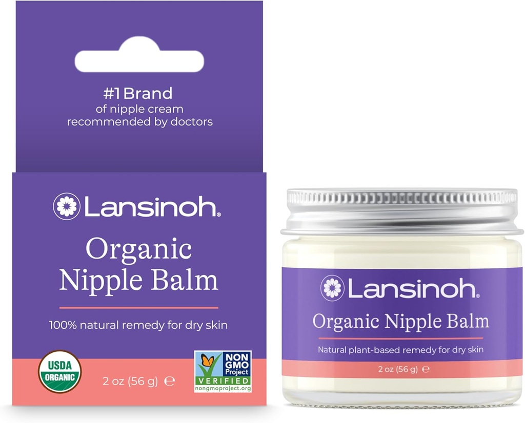 Lansinoh Organic Nipple Butter, Nipple Cream Safe for Breastfeeding Baby, Postpartum Essentials for Mom, 2 Ounces