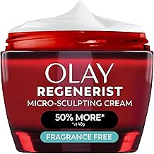Olay Face Moisturizer, Regenerist Micro-Sculpting Cream for Women, Fragrance-Free - Anti-Aging, Anti-Wrinkle, Firming Skin Care - Triple Collagen Cream, Peptide, Hyaluronic Acid, Niacinamide, 2.6oz (One Size)