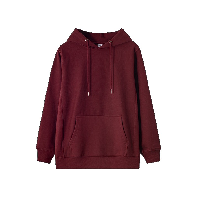460g regular hooded collection BF style new cotton men's and women's long-sleeved shirts Korean version plus velvet trendy sweater wine red red