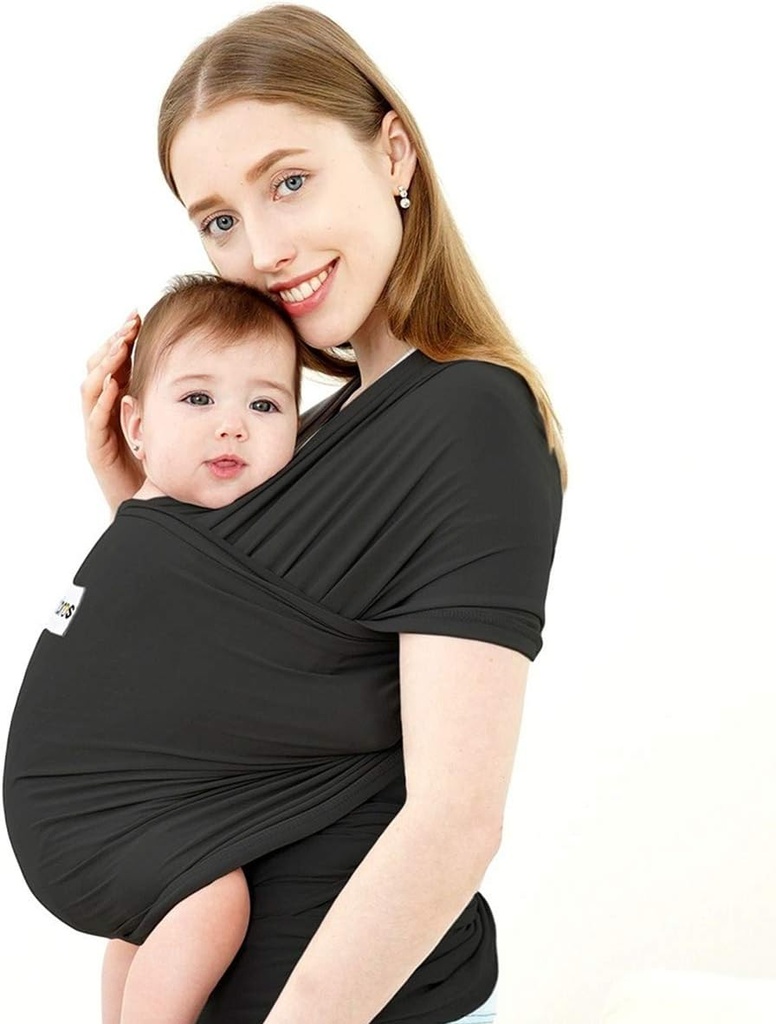 Acrabros Baby Wrap Carrier,Hands Free Baby Carrier Sling,Lightweight,Breathable,Softness,Perfect for Newborn Infants and Babies Shower Gift,Black (One Size)