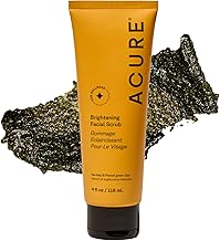 Acure Brightening Facial Scrub - Exfoliating Face Wash, Gentle Daily Scrubber & Exfoliator for Women & Men for Radiant Skin, Cleansing Wash with Sea Kelp & French Green Clay - 4 fl oz (One Size)