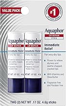 Aquaphor Lip Repair Stick, Moisturizing Lip Balm Pack, Relieves Dryness, 0.17 Oz Stick, Pack of 2 (One Size)