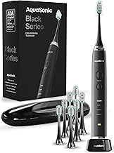 Aquasonic Black Series Ultra Whitening Toothbrush – ADA Accepted Electric Toothbrush- 8 Brush Heads & Travel Case – 40,000 VPM Electric Motor & Wireless Charging - 4 Modes w Smart Timer (One Size)