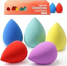 BEAKEY Makeup Sponge Set 5 Pack Micro Porous Low Absorption Soft Latex Free Foundation Beauty Sponges & Blenders for Powder Cream (One Size)