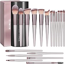 BS-MALL Makeup Brush Set 18 Pcs Premium Synthetic Foundation Powder Concealers Eye shadows Blush Makeup Brushes with black case (One Size)