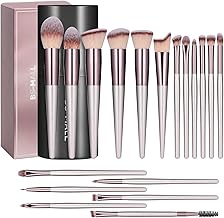 BS-MALL Makeup Brush Set 18 Pcs Professional Foundation Powder Concealers Eyeshadow Blush Synthetic Makeup Brushes with Labeled instruction Black Case Upgraded Version (One Size)
