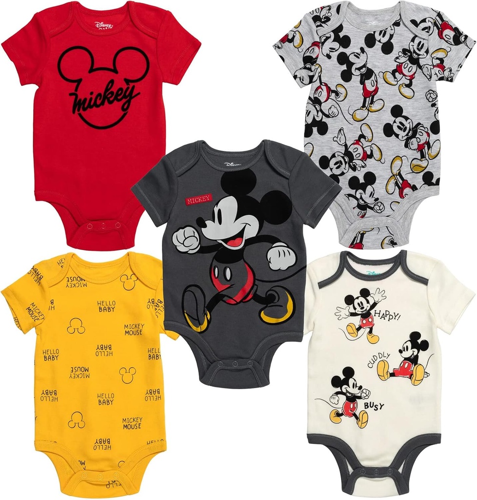 Baby 5 Pack Bodysuits Newborn to Infant Sizes (Newborn - 24 Months) (One Size)