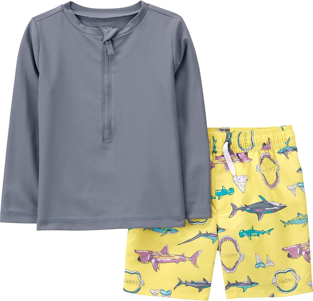 Baby Boys' Swimsuit Trunk and Rashguard Set (One Size)