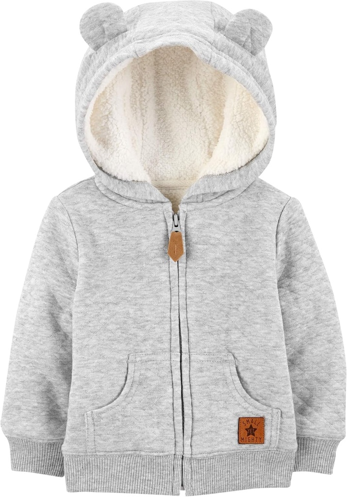 Baby Hooded Sweater Jacket with Sherpa Lining (One Size)