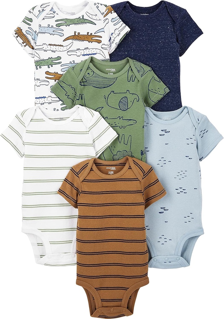 Baby-Boys 6-Pack Short-Sleeve Bodysuit (One Size)