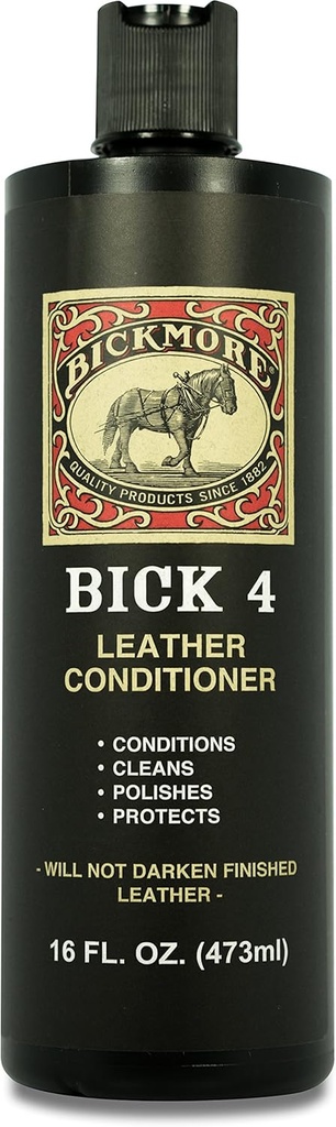 Bickmore Bick 4 Leather Conditioner and Leather Cleaner 16 oz - Will Not Darken Leather - Safe For All Leather Apparel, Furniture, Jackets, Shoes, Auto Interiors, Bags & All Other Leather Accessories