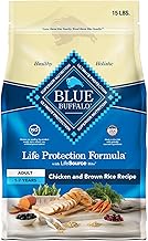 Blue Buffalo Life Protection Formula Adult Dry Dog Food, Helps Build and Maintain Strong Muscles, Made with Natural Ingredients, Chicken & Brown Rice Recipe, 15-lb. Bag (One Size)