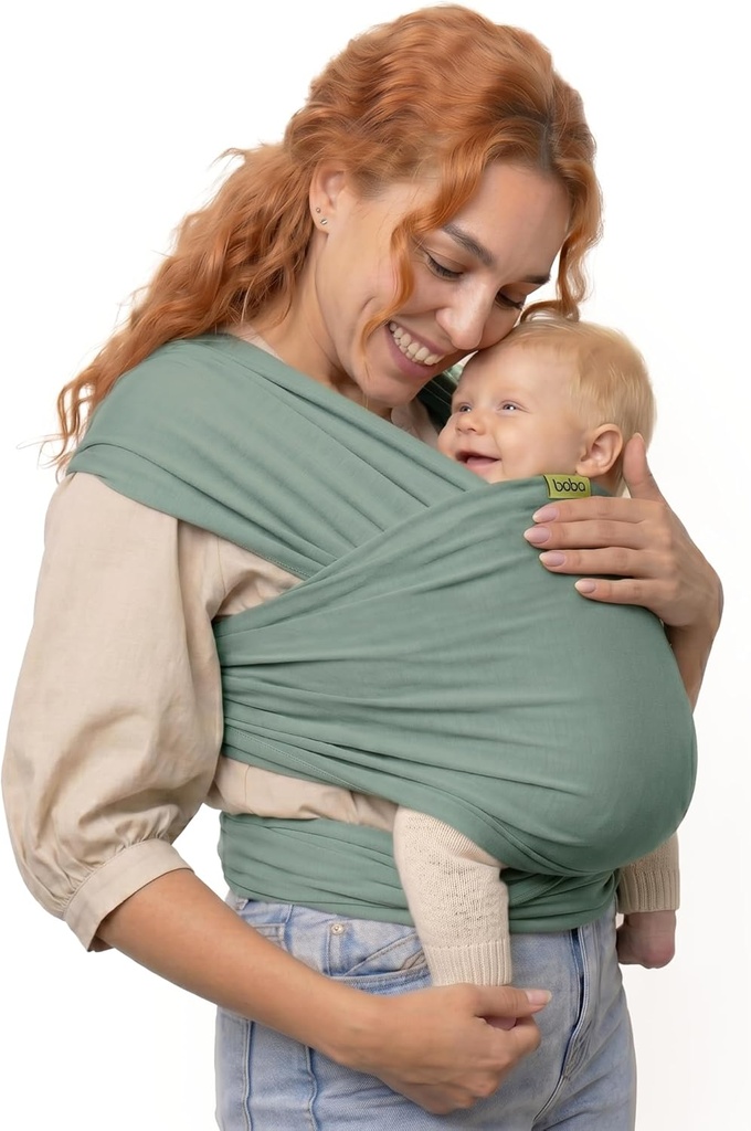 Boba Baby Wrap Carrier – Original Baby Sling Carrier for Newborns (7–35 lbs), Soft, Secure, Hands-Free & Ergonomic, Ideal for Comfortable Bonding, New Parents (Sage Green) (One Size)
