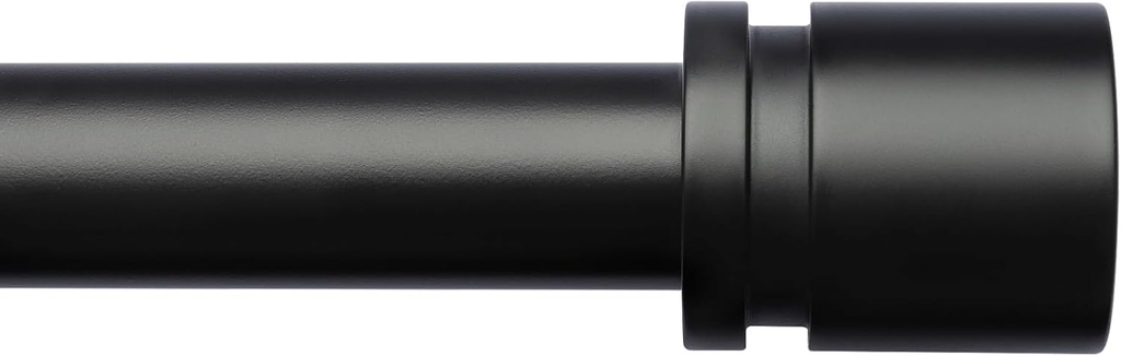 Byondeth Curtain Rods for Windows 16 to 144 Inches Adjustable Length 1 Inch Diameter Window Curtain Rod with Aluminium Finials, Black (One Size)