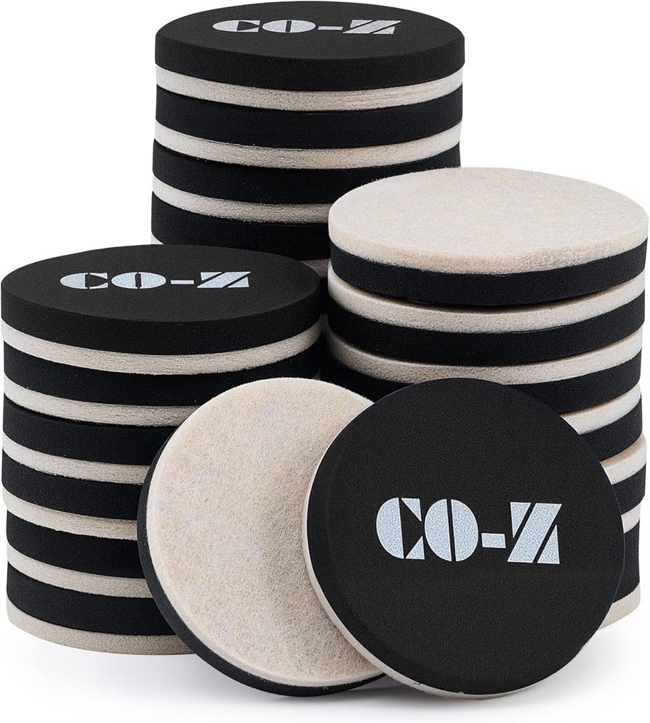 CO-Z 24pcs Felt Furniture Sliders for Hardwood Floors, 2 1/2 in Reusable Furniture Pads, Heavy Furniture Movers Sliders for Hard Surfaces, Thick Moving Pads Floor Protectors for Vinyl Tile Floors (One Size)