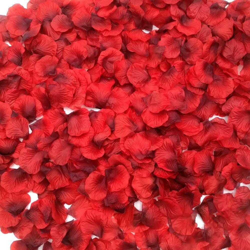 CODE FLORIST 2200 PCS Dark-Red Silk Rose Petals for Romantic Night,Wedding,Proposal Anniversary Flower Decorations (One Size)