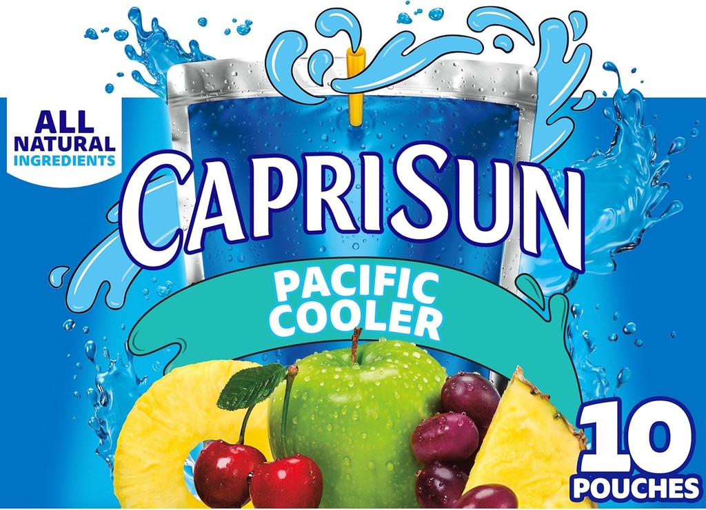 Capri Sun Flavored with Other Natural Flavor Juice Drink Blend, 10 Pouches, for School Lunches and On-the-Go Hydration, Pacific Cooler, All Natural Ingredients, 6 fl oz (One Size)