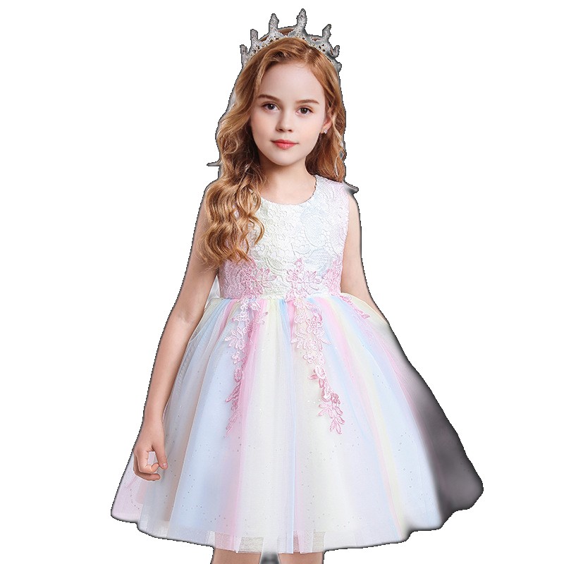 Carissa CARISA Children's Mesh Summer Dress Princess Girls Costume Flower Girl Tutu Dress (One Size)