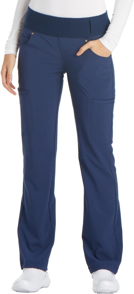 Cherokee Scrubs for Women Mid Rise Straight Leg Scrub Pants For Women Pull-on Bottoms with 6 Pockets & 360° Stretch - CK002 (One Size)