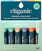 Cliganic Organic Lip Balm Set (6 Flavors) - 100% Natural Hydrating, Moisturizing for Dry Cracked Lips, Stocking Stuffer Gift for Men & Women (One Size)