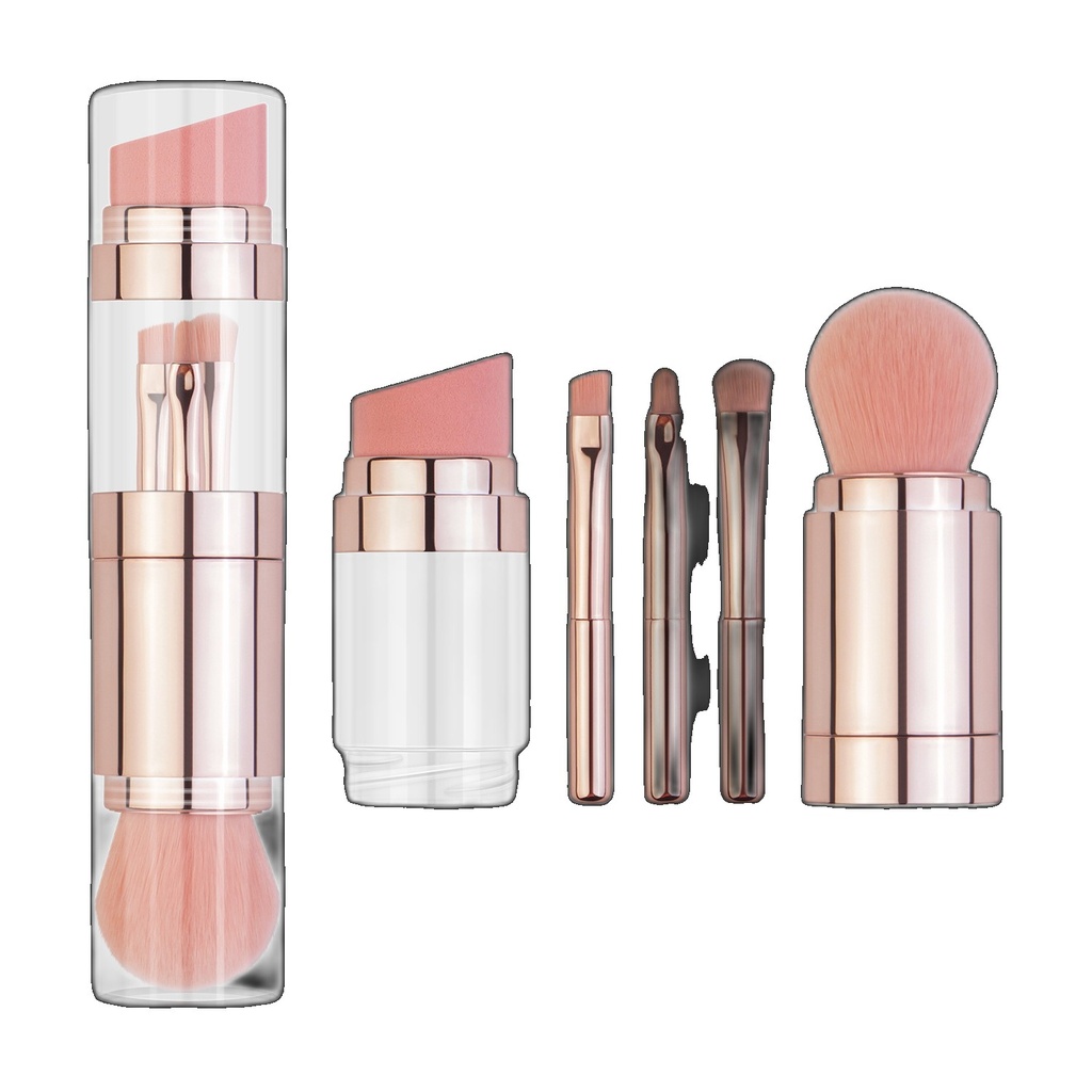 Cross-border Hot Selling 5-in-1 Makeup Brush Multifunctional Portable Powder Puff Set Wholesale Beauty Tools Tools (One Size)