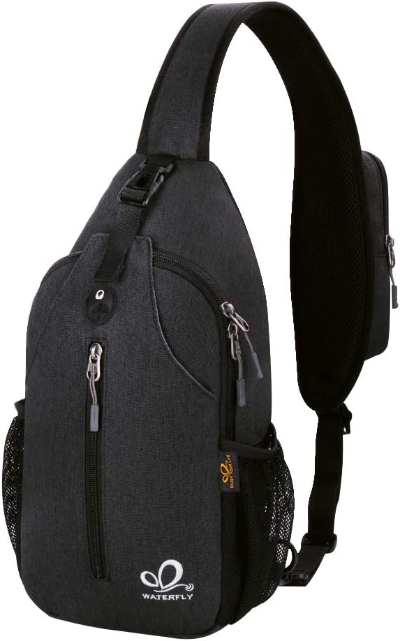 Crossbody Sling Backpack Sling Bag Travel Hiking Chest Bag Daypack (Black) (One Size)