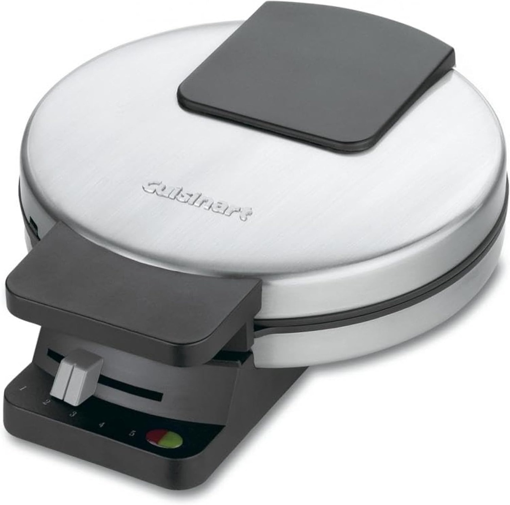 Cuisinart Waffle Maker, 1250W Round Classic Waffle Iron, 5-Setting Adjustable Browning Control, WMR-CANAS, Brushed Stainless (One Size)