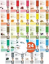 DERMAL 24 Combo Pack Made in Korea Facial Mask – 20+ Years of K-Beauty Experience, Premium Quality Korean Sheet Masks for Daily Skincare Routine (One Size)