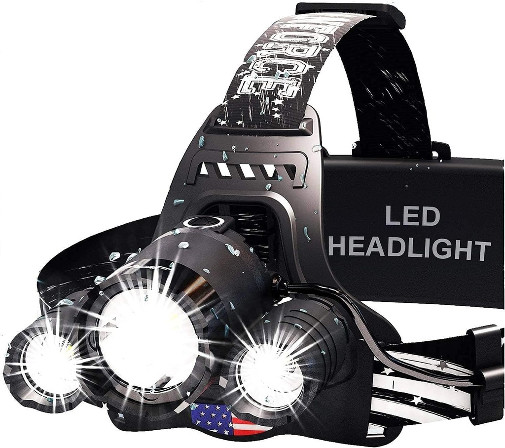 DanForce Headlamp. USB Rechargeable LED Head Lamp. Ultra Bright LUMINUS 1080 Lumen Headlamp Flashlight + Red Light. HeadLamps for Adults, Camping, Outdoors & Hard Hat Light. Zoomable IPX54 Headlight (One Size)