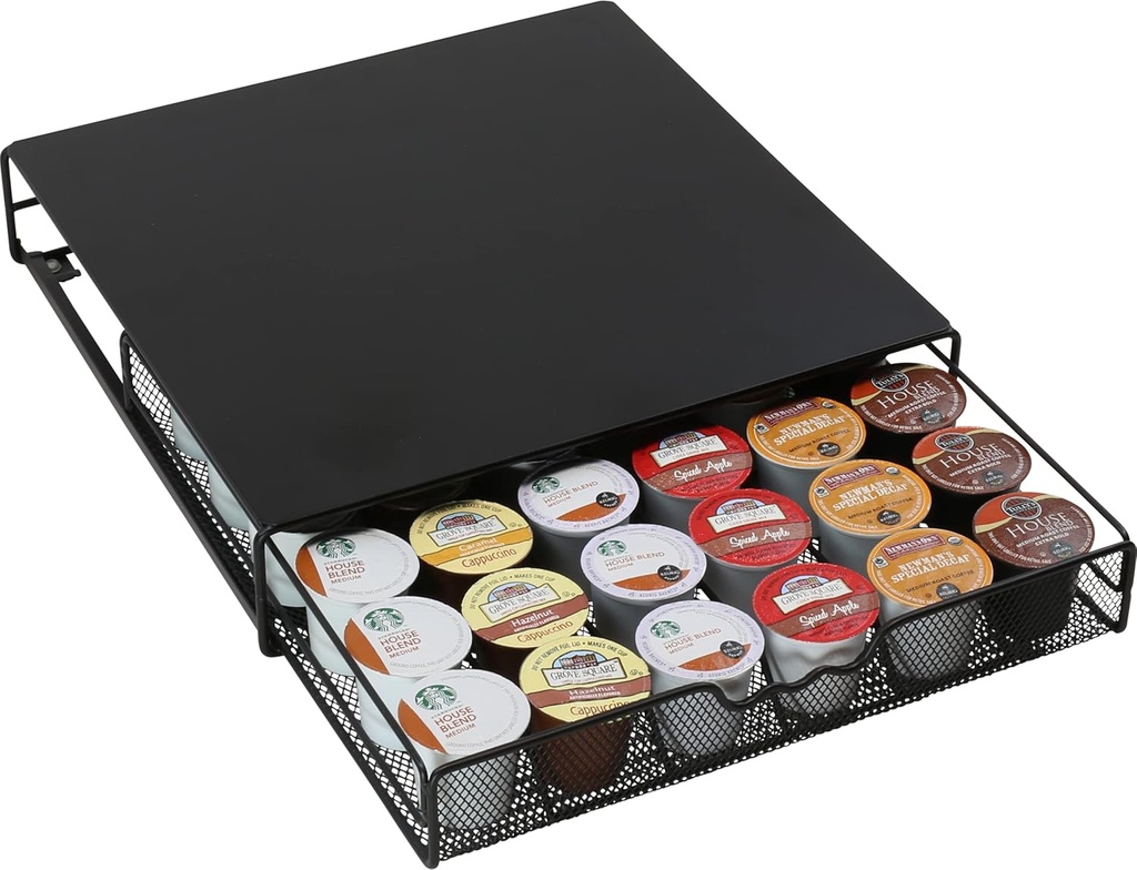 DecoBrothers K-Cup Holder Drawer for 36 Coffee Pods Storage, Black (One Size)